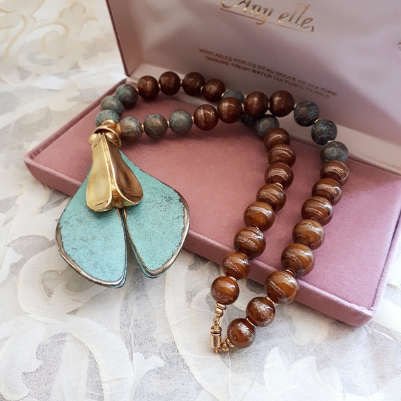 Venetian Morano Glass Beads Spinning Maple Necklac - Picture 2 of 10